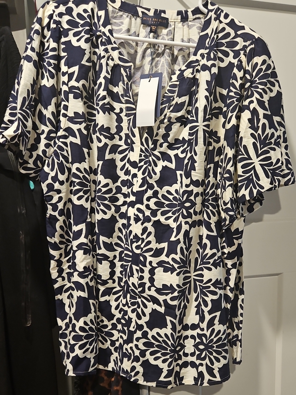Navy & Ivory Womens Floral Print Shirt